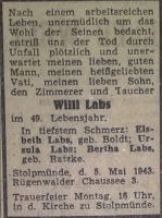 Willi Labs (1895 - 5.5.1943)