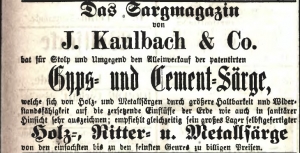 Ogłoszenie o trumnach z betonu w Stolper Post z  29 05 1885