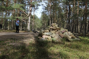 Sterta kamieni na mierzei jeziora Gardno wiosną 2018 roku