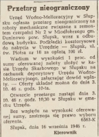 wycinek o czerpalni w miejscowości Miodłobrzeg z DziennikA BałtyckiEGO nr 259  z 20 września 1946