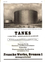 Reklama firmy Francke-Werke jako producenta zbiorników z 1938 roku