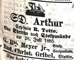 parowiec Arthur dapfer meyer Totte stolper post 25 07 1885