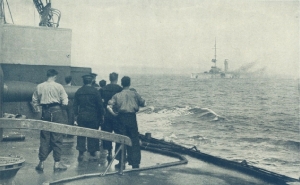 Krążownik niemiecki Mainz tuż przed zatonięciem 28 sierpnia 1914 roku
